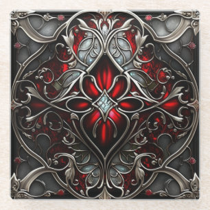 Dessous-de-verre En Verre Art du rubis métallique