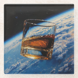 Dessous-de-verre En Verre Art du Whisky : Dans l'espace (Peinture n° 2)