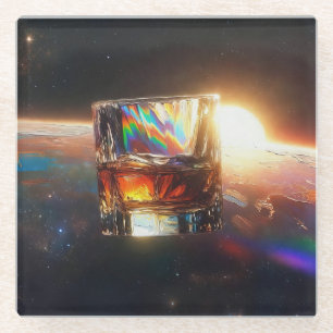 Dessous-de-verre En Verre Art du Whisky : Dans l'espace (Peinture n° 6)
