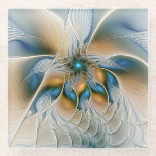 Dessous-de-verre En Verre Art Fractal De L'Imaginaire Abstrait En Plein Esso