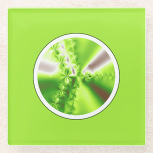 Dessous-de-verre En Verre Art Fractal Vert Lime Moderne