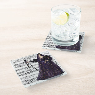 Dessous-de-verre En Verre Art gothique vintage de la Reine de la Nuit de l'O