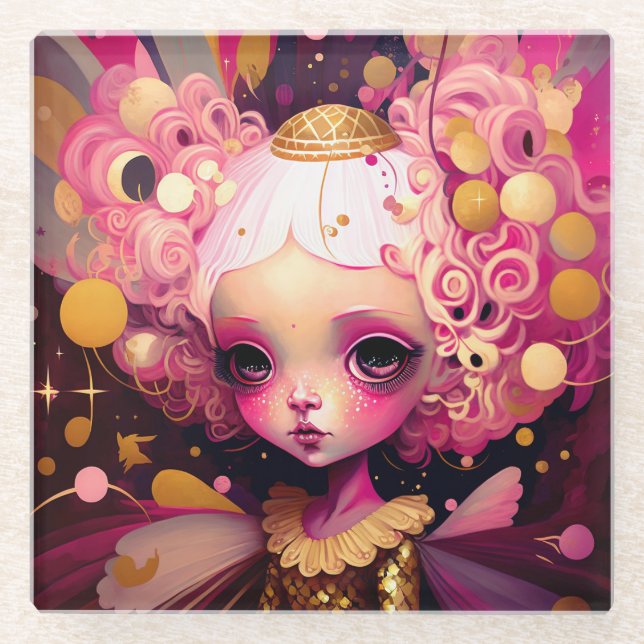 Dessous-de-verre En Verre Art Imaginaire Fairy Rose (Devant)