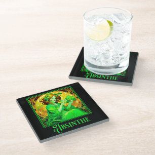 Dessous-de-verre En Verre Art Nouveau Absinthe