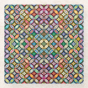 Dessous-de-verre En Verre Art Nouveau coloré Floral