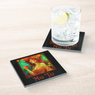 Dessous-de-verre En Verre Art Nouveau Mai Tai
