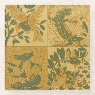 Dessous-de-verre En Verre Art Nouveau Rétro Animalier Esthétique de la Natur