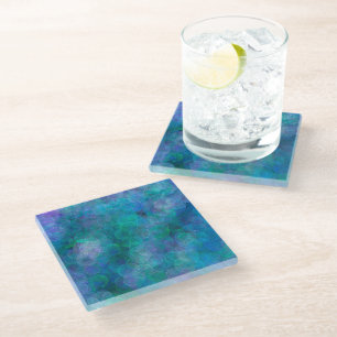 Dessous-de-verre En Verre Art numérique Abstrait de Blue Bokeh