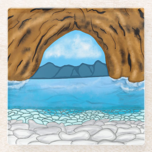 Dessous-de-verre En Verre Art numérique Océan, Canyon et Montagne (Devant)