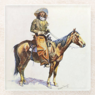 Dessous-de-verre En Verre Art western cow-boy de l'Arizona par Frederic Remi