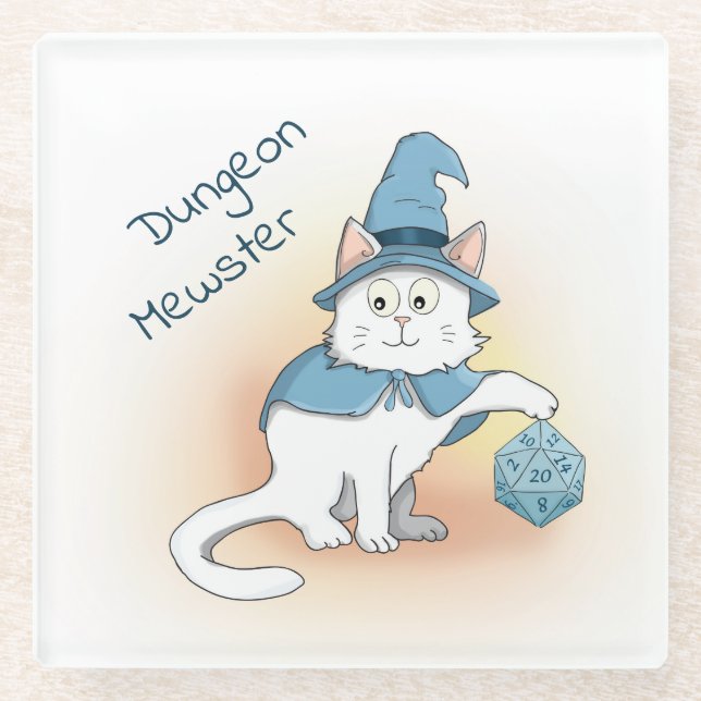 Dessous-de-verre En Verre Assistant de dessin animé RPG avec dés (Devant)