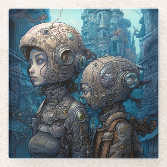 Dessous-de-verre En Verre Astronaut Girls Surreal Science Fiction (Devant)
