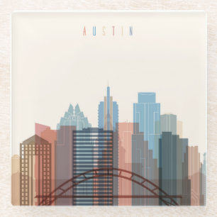 Dessous-de-verre En Verre Austin, horizon de ville du Texas  