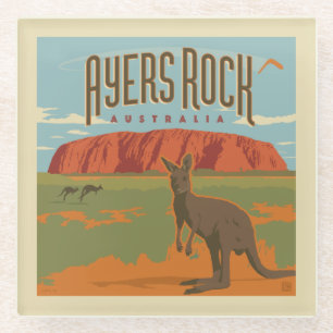 Dessous-de-verre En Verre Australie Ayers Rock Kangaroos