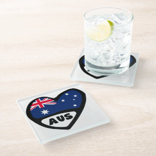Dessous-de-verre En Verre Australie Pays Code Drapeau Coeur AUS