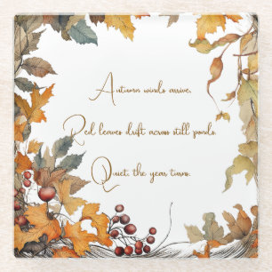 Dessous-de-verre En Verre Automne Feuilles de typographie Dessous de verre