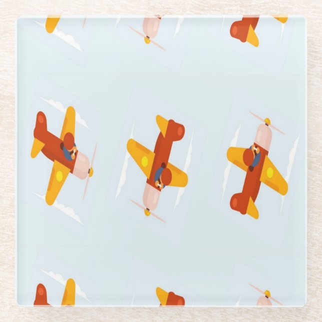 Dessous-de-verre En Verre Avion volant dans le ciel (Devant)