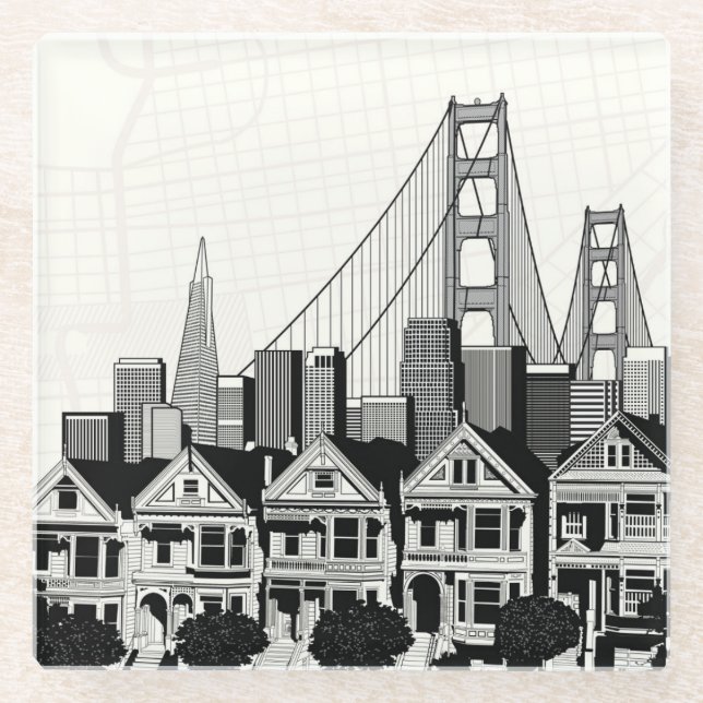 Dessous-de-verre En Verre B&W San Francisco la Californie (Devant)