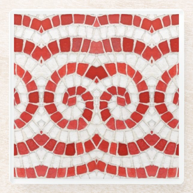 Dessous-de-verre En Verre Badigeonnet en verre MOSAIC ROUGE (Devant)