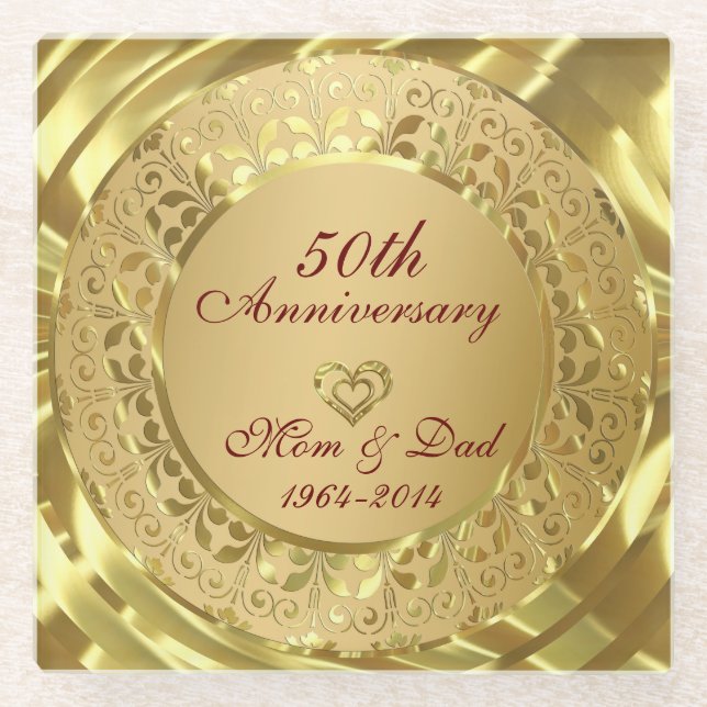 Dessous-de-verre En Verre Bagues Florales en Or Métallisé et Dorées (Devant)