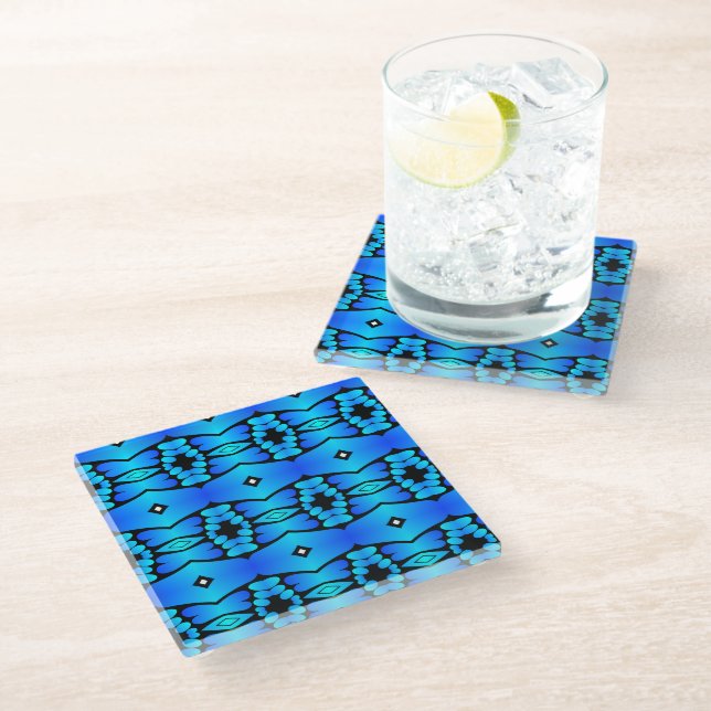 Dessous-de-verre En Verre Bain de cuisine électrique bleu aqua noir (Incliné)