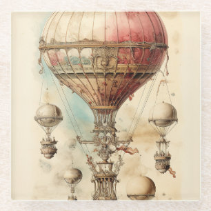 Dessous-de-verre En Verre Ballon à air chaud à vapeur vintage (4)