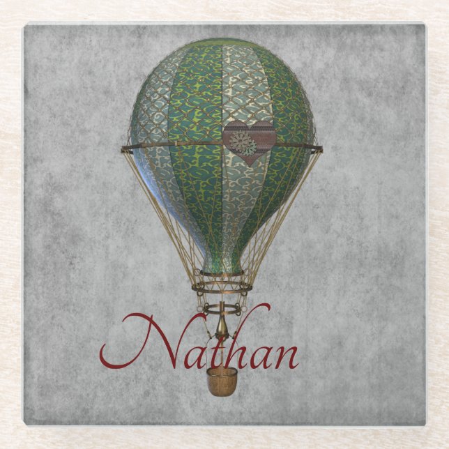 Dessous-de-verre En Verre Ballon à air chaud Steampunk Personnalisé (Devant)