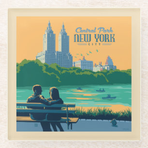 Dessous-de-verre En Verre Banc de New York Central Park