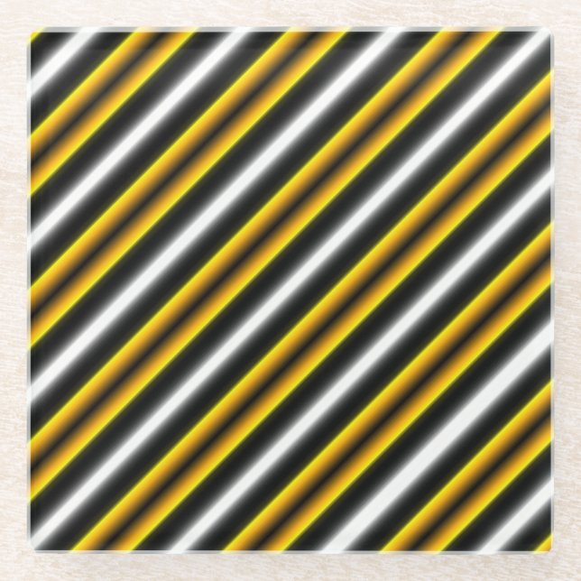 Dessous-de-verre En Verre Bandes arc-en-ciel blanc jaune (Devant)