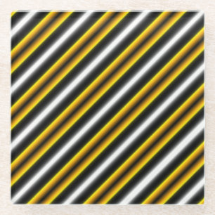 Dessous-de-verre En Verre Bandes arc-en-ciel blanc jaune