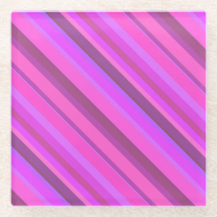 Dessous-de-verre En Verre Bandes diagonales roses