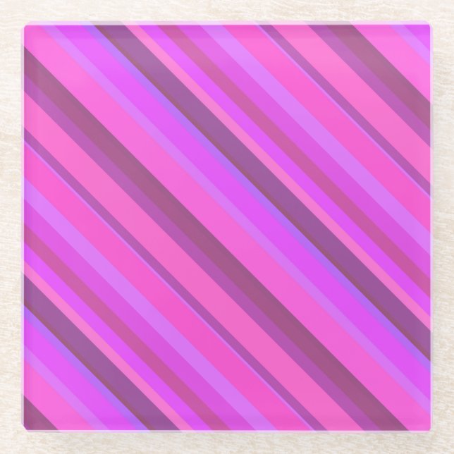 Dessous-de-verre En Verre Bandes diagonales roses (Devant)