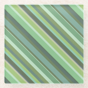 Dessous-de-verre En Verre Bandes diagonales vert olive