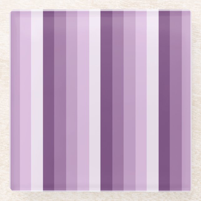Dessous-de-verre En Verre Bandes d'ombre prune violette (Devant)