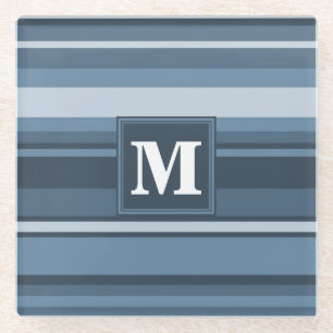 Dessous-de-verre En Verre Bandes gris monogramme
