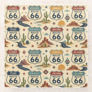 Dessous-de-verre En Verre Bar chariot Rétro Route 66 Américain