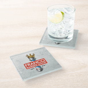 Dessous-de-verre En Verre Barber Hair Shop King Crown Barber Pole Hair Salon