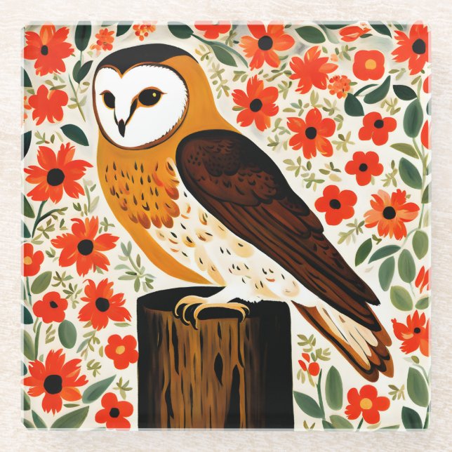 Dessous-de-verre En Verre Barn Owl (Devant)