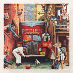 Dessous-de-verre En Verre Barrage routier par Norman Rockwell