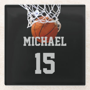 Dessous-de-verre En Verre Basket-ball Votre nom