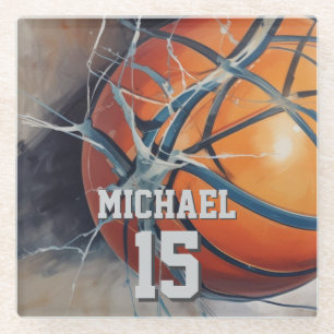 Dessous-de-verre En Verre Basket-ball Votre nom