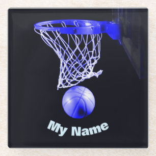 Dessous-de-verre En Verre Basket-ball Votre nom