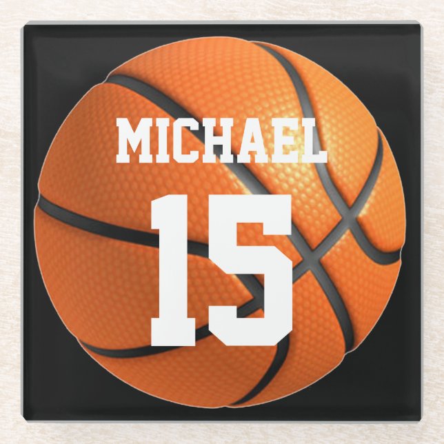 Dessous-de-verre En Verre Basket-ball Votre nom (Devant)