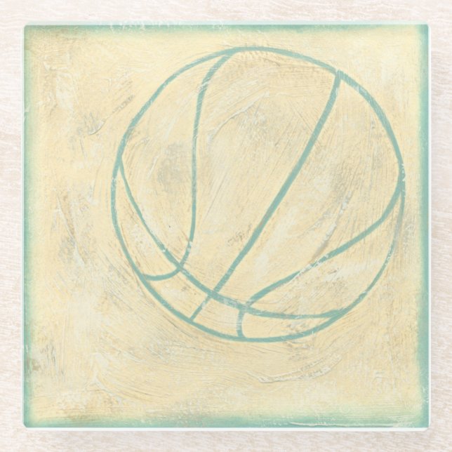 Dessous-de-verre En Verre Basket bleu par Chariklia Zarris (Devant)