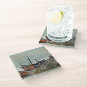 Dessous-de-verre En Verre Bateaux de pêche Claude Monet vintages