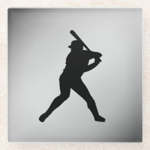 Dessous-de-verre En Verre Batterie de baseball sports en argent