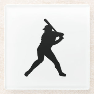 Dessous-de-verre En Verre Batteur de baseball blanc sports