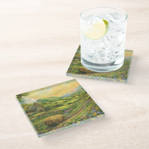 DESSOUS-DE-VERRE EN VERRE BEAU CADRE PAISIBLE IRLANDAIS