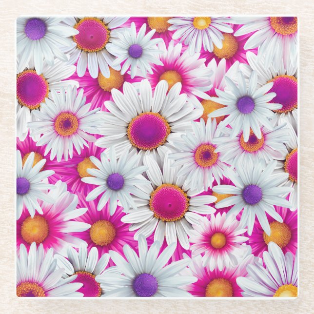 Dessous-de-verre En Verre Beau Dessous de verre de fleurs Marguerite (Devant)