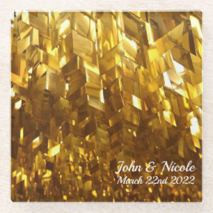 Dessous-de-verre En Verre Beau Dessous de verre en verre cristallin doré